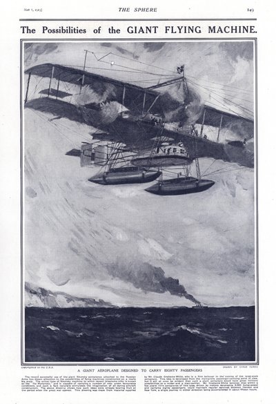 Un gigantesco aeroplano progettato per trasportare ottanta passeggeri, 1914 da Cyrus Cuneo